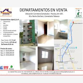 Foto de departamento en venta en carretera comalcalco - paraíso, kilometro 187, r/a. norte 2da secc, comalcalco tabasco , norte 2a secc, comalcalco, tabasco, 29188102 No. 01