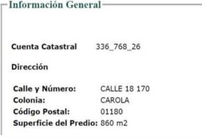 Foto de inmueble en Calle 18 170 #170, Col. Tolteca C.P. 01150, Álvaro Obregón