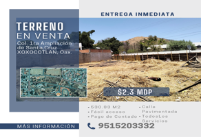 Foto de inmueble en Eduardo Vasconcelos #s/n, Col. 1a Ampliación de Xoxo C.P. 71233, Santa Cruz Xoxocotlán