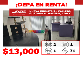 Foto de departamento en renta en Nueva Industrial Vallejo, Gustavo A. Madero, DF / CDMX, 31849981,  no 01