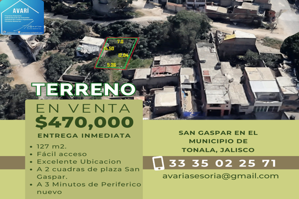 Foto de inmueble en Margarita #s/n, Col. San Gaspar C.P. 45408, Tonalá