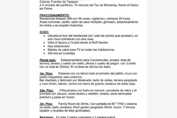 Casa en Fuentes de Tepepan, ,Residenci 369, Fu - Propiedades.com