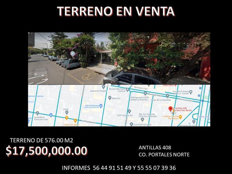 Foto de terreno habitacional en venta en antillas 408, portales norte, benito juárez, df / cdmx, 25407224 No. 01