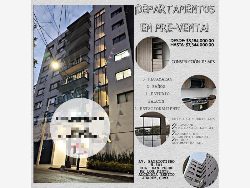 Foto de departamento en venta en avenida patriotismo 504, san pedro de los pinos, benito juárez, df / cdmx, 24891200 No. 01