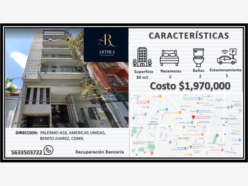 Foto de departamento en venta en palermo 18, américas unidas, benito juárez, df / cdmx, 24831367 No. 01